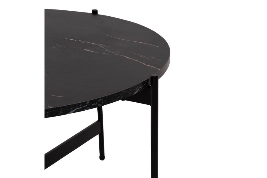 ΣΕΤ 2ΤΜΧ ΤΡΑΠΕΖΙΑ ΣΑΛΟΝΙΟΥ RONDA HM21089 MDF ΜΑΥΡΟ ΜΑΡΜΑΡΟ Φ80εκ & Φ50εκ