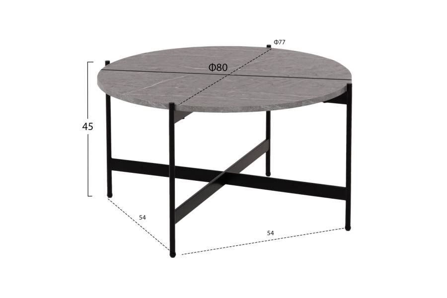 ΣΕΤ 2ΤΜΧ ΤΡΑΠΕΖΙΑ ΣΑΛΟΝΙΟΥ RONDA HM21089.01 MDF ΓΚΡΙ ΜΑΡΜΑΡΟ Φ80εκ & Φ50εκ