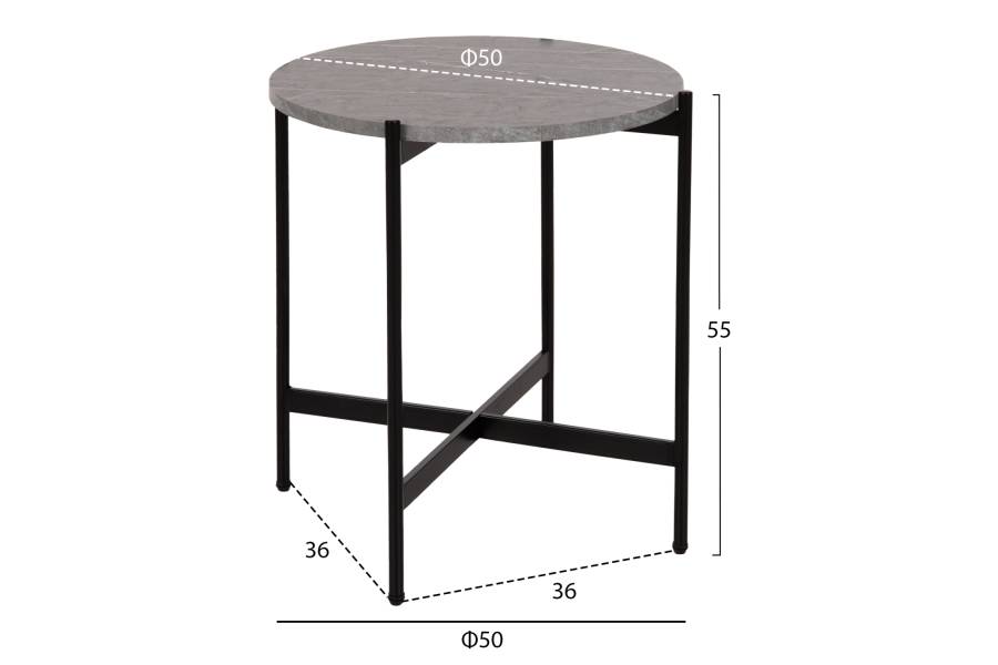 ΣΕΤ 2ΤΜΧ ΤΡΑΠΕΖΙΑ ΣΑΛΟΝΙΟΥ RONDA HM21089.01 MDF ΓΚΡΙ ΜΑΡΜΑΡΟ Φ80εκ & Φ50εκ