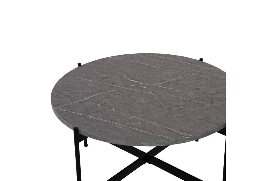 ΣΕΤ 2ΤΜΧ ΤΡΑΠΕΖΙΑ ΣΑΛΟΝΙΟΥ RONDA HM21089.01 MDF ΓΚΡΙ ΜΑΡΜΑΡΟ Φ80εκ & Φ50εκ