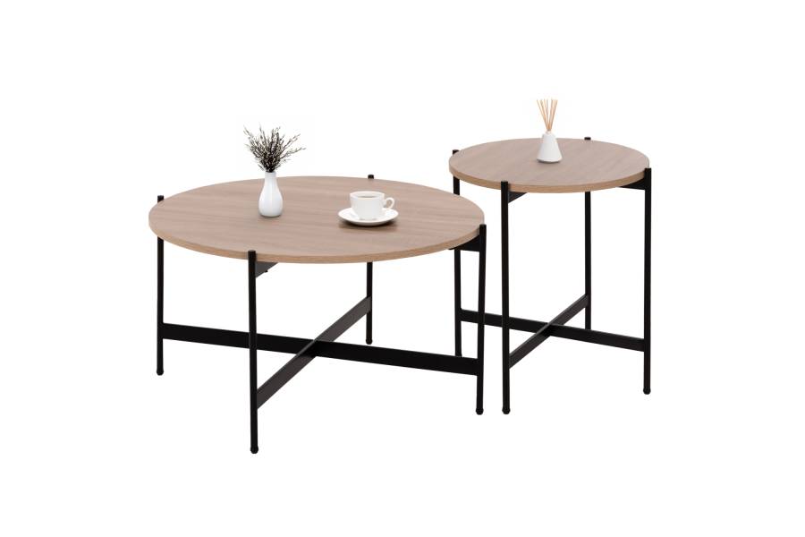 ΣΕΤ 2ΤΜΧ ΤΡΑΠΕΖΙΑ ΣΑΛΟΝΙΟΥ RONDA HM21089.02 MDF ΣΟΝΑΜΑ Φ80εκ & Φ50εκ