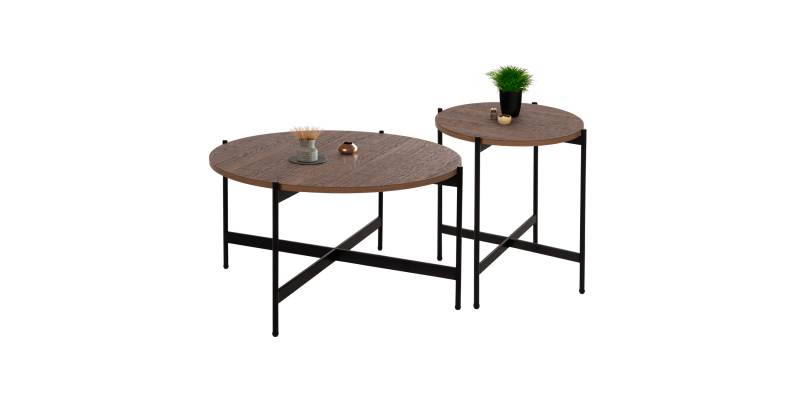 ΣΕΤ 2ΤΜΧ ΤΡΑΠΕΖΙΑ ΣΑΛΟΝΙΟΥ RONDA HM21089.03 MDF ΣΕ ΚΑΡΥΔΙ ΧΡΩΜΑ Φ80εκ & Φ50εκ