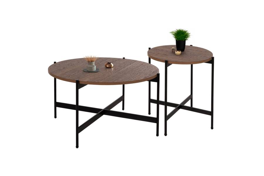ΣΕΤ 2ΤΜΧ ΤΡΑΠΕΖΙΑ ΣΑΛΟΝΙΟΥ RONDA HM21089.03 MDF ΣΕ ΚΑΡΥΔΙ ΧΡΩΜΑ Φ80εκ & Φ50εκ
