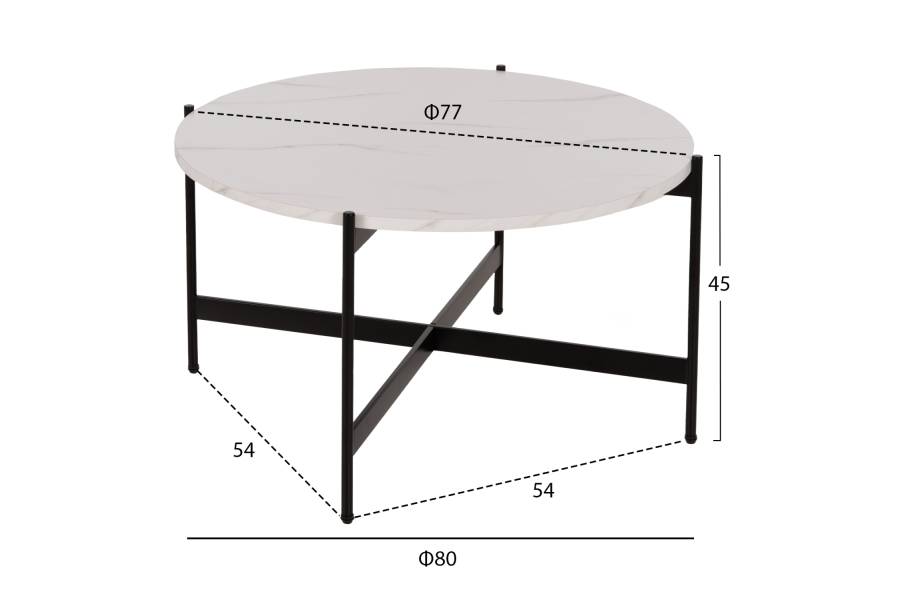 ΣΕΤ 2ΤΜΧ ΤΡΑΠΕΖΙΑ ΣΑΛΟΝΙΟΥ RONDA HM21089.04 MDF ΛΕΥΚΟ ΜΑΡΜΑΡΟ Φ80εκ & Φ50εκ