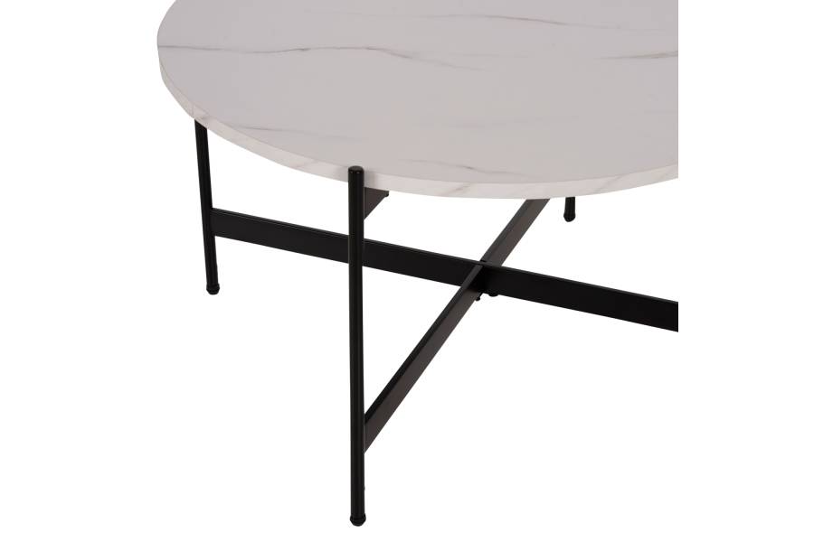 ΣΕΤ 2ΤΜΧ ΤΡΑΠΕΖΙΑ ΣΑΛΟΝΙΟΥ RONDA HM21089.04 MDF ΛΕΥΚΟ ΜΑΡΜΑΡΟ Φ80εκ & Φ50εκ