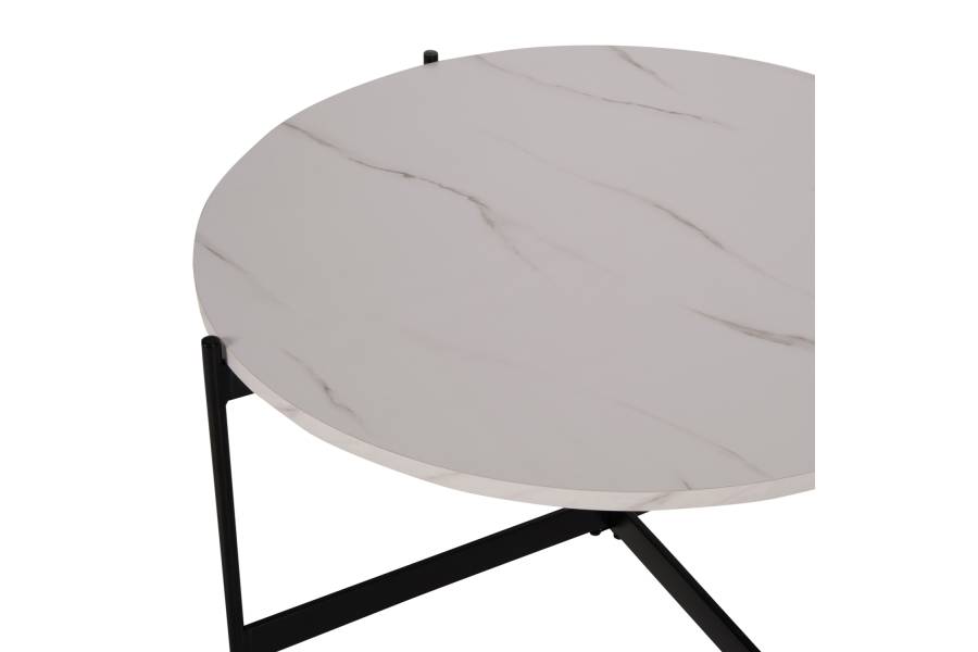 ΣΕΤ 2ΤΜΧ ΤΡΑΠΕΖΙΑ ΣΑΛΟΝΙΟΥ RONDA HM21089.04 MDF ΛΕΥΚΟ ΜΑΡΜΑΡΟ Φ80εκ & Φ50εκ