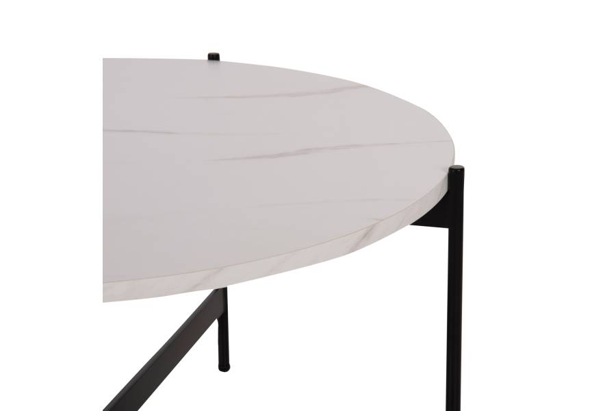 ΣΕΤ 2ΤΜΧ ΤΡΑΠΕΖΙΑ ΣΑΛΟΝΙΟΥ RONDA HM21089.04 MDF ΛΕΥΚΟ ΜΑΡΜΑΡΟ Φ80εκ & Φ50εκ