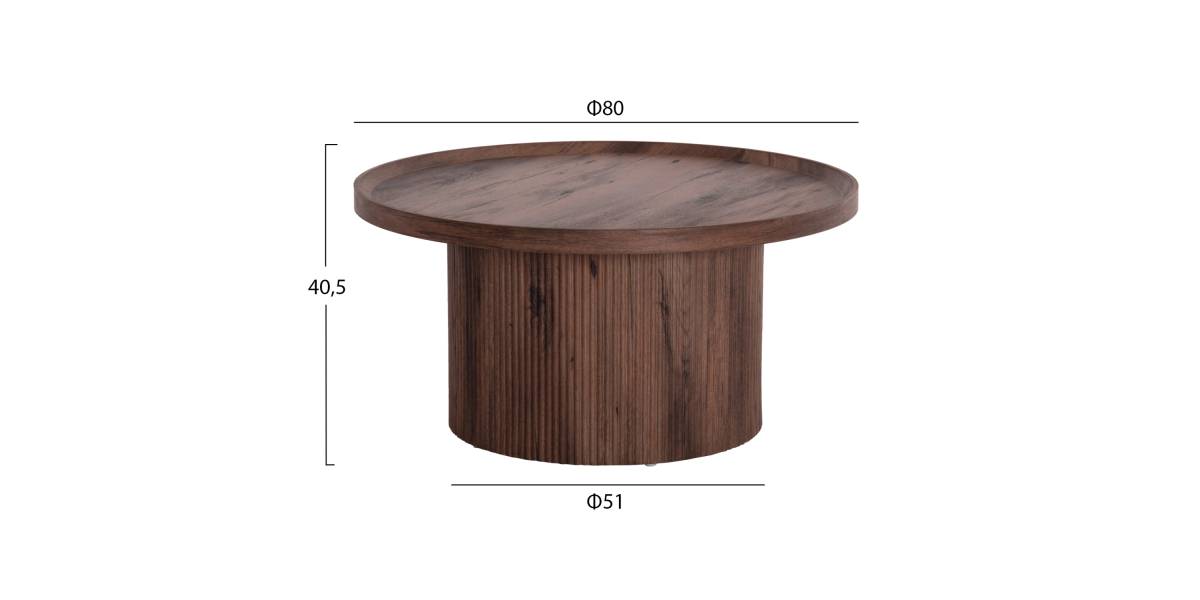 ΣΕΤ 2ΤΜΧ ΤΡΑΠΕΖΙΑ ΣΑΛΟΝΙΟΥ MARGON HM21084 MDF ΣΚΟΥΡΟ ΚΑΦΕ Φ80εκ & Φ45εκ