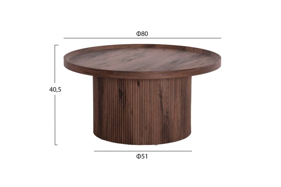 ΣΕΤ 2ΤΜΧ ΤΡΑΠΕΖΙΑ ΣΑΛΟΝΙΟΥ MARGON HM21084 MDF ΣΚΟΥΡΟ ΚΑΦΕ Φ80εκ & Φ45εκ