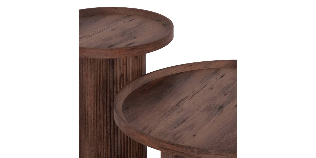 ΣΕΤ 2ΤΜΧ ΤΡΑΠΕΖΙΑ ΣΑΛΟΝΙΟΥ MARGON HM21084 MDF ΣΚΟΥΡΟ ΚΑΦΕ Φ80εκ & Φ45εκ
