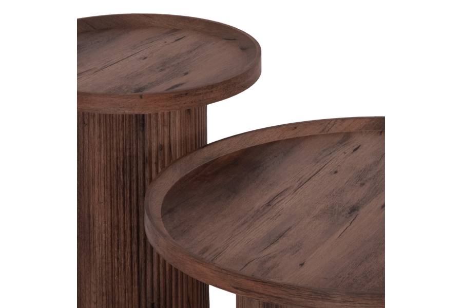 ΣΕΤ 2ΤΜΧ ΤΡΑΠΕΖΙΑ ΣΑΛΟΝΙΟΥ MARGON HM21084 MDF ΣΚΟΥΡΟ ΚΑΦΕ Φ80εκ & Φ45εκ