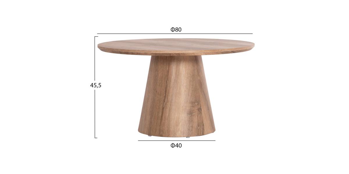 ΣΕΤ 2ΤΜΧ ΤΡΑΠΕΖΙΑ ΣΑΛΟΝΙΟΥ KARAN HM21085 MDF ΦΥΣΙΚΟ ΞΥΛΟΥ Φ80εκ & Φ45εκ