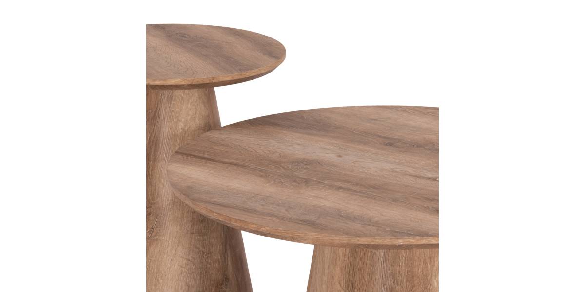 ΣΕΤ 2ΤΜΧ ΤΡΑΠΕΖΙΑ ΣΑΛΟΝΙΟΥ KARAN HM21085 MDF ΦΥΣΙΚΟ ΞΥΛΟΥ Φ80εκ & Φ45εκ