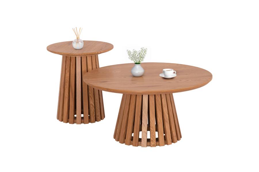 ΣΕΤ 2ΤΜΧ ΤΡΑΠΕΖΙΑ ΣΑΛΟΝΙΟΥ TALBERT HM21083 MDF ΦΥΣΙΚΟ ΞΥΛΟΥ Φ80εκ & Φ45εκ