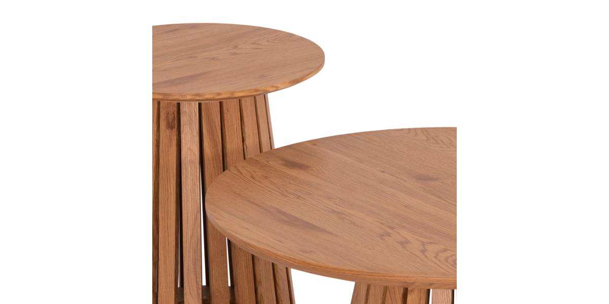 ΣΕΤ 2ΤΜΧ ΤΡΑΠΕΖΙΑ ΣΑΛΟΝΙΟΥ TALBERT HM21083 MDF ΦΥΣΙΚΟ ΞΥΛΟΥ Φ80εκ & Φ45εκ