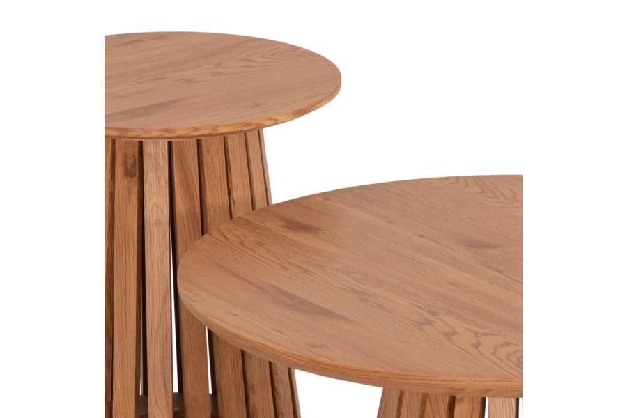 ΣΕΤ 2ΤΜΧ ΤΡΑΠΕΖΙΑ ΣΑΛΟΝΙΟΥ TALBERT HM21083 MDF ΦΥΣΙΚΟ ΞΥΛΟΥ Φ80εκ & Φ45εκ