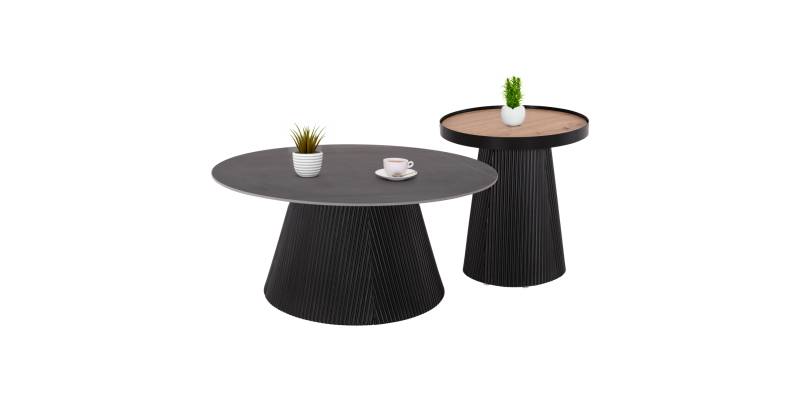 ΣΕΤ 2ΤΜΧ ΤΡΑΠΕΖΙΑ ΣΑΛΟΝΙΟΥ DUNCAN HM21081 MDF ΚΑΙ ΚΕΡΑΜΙΚΟ TOP Φ80εκ & Φ45εκ