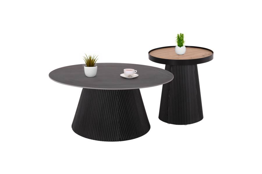 ΣΕΤ 2ΤΜΧ ΤΡΑΠΕΖΙΑ ΣΑΛΟΝΙΟΥ DUNCAN HM21081 MDF ΚΑΙ ΚΕΡΑΜΙΚΟ TOP Φ80εκ & Φ45εκ