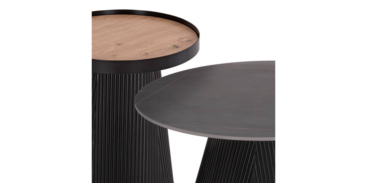 ΣΕΤ 2ΤΜΧ ΤΡΑΠΕΖΙΑ ΣΑΛΟΝΙΟΥ DUNCAN HM21081 MDF ΚΑΙ ΚΕΡΑΜΙΚΟ TOP Φ80εκ & Φ45εκ