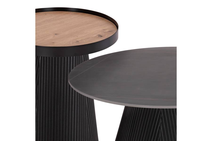 ΣΕΤ 2ΤΜΧ ΤΡΑΠΕΖΙΑ ΣΑΛΟΝΙΟΥ DUNCAN HM21081 MDF ΚΑΙ ΚΕΡΑΜΙΚΟ TOP Φ80εκ & Φ45εκ