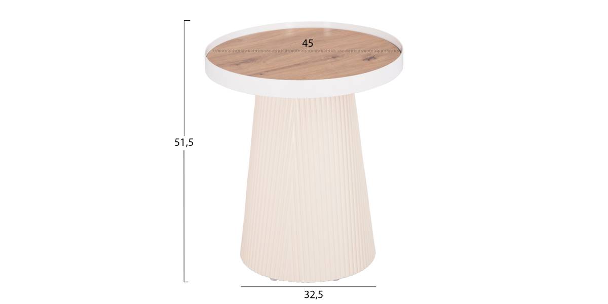 ΣΕΤ 2ΤΜΧ ΤΡΑΠΕΖΙΑ ΣΑΛΟΝΙΟΥ DUNCAN HM21082 MDF ΚΡΕΜ ΚΑΙ ΚΕΡΑΜΙΚΟ TOP Φ80εκ & Φ45εκ
