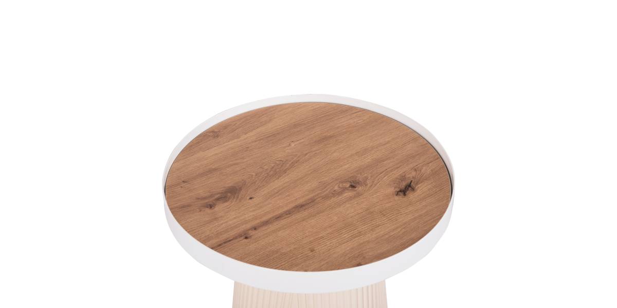 ΣΕΤ 2ΤΜΧ ΤΡΑΠΕΖΙΑ ΣΑΛΟΝΙΟΥ DUNCAN HM21082 MDF ΚΡΕΜ ΚΑΙ ΚΕΡΑΜΙΚΟ TOP Φ80εκ & Φ45εκ
