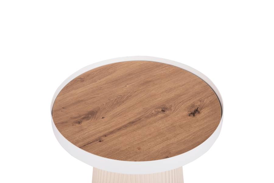 ΣΕΤ 2ΤΜΧ ΤΡΑΠΕΖΙΑ ΣΑΛΟΝΙΟΥ DUNCAN HM21082 MDF ΚΡΕΜ ΚΑΙ ΚΕΡΑΜΙΚΟ TOP Φ80εκ & Φ45εκ