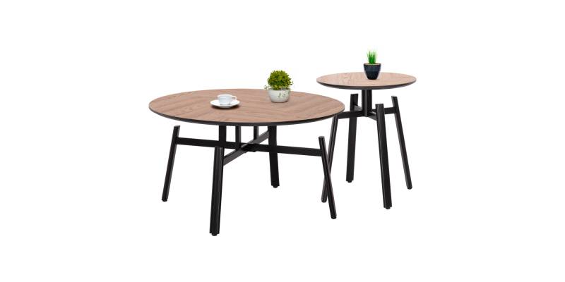 ΣΕΤ 2ΤΜΧ ΤΡΑΠΕΖΙΑ ΣΑΛΟΝΙΟΥ NORTON HM21088 MDF-ΜΕΤΑΛΛΟ Φ80εκ & Φ45εκ