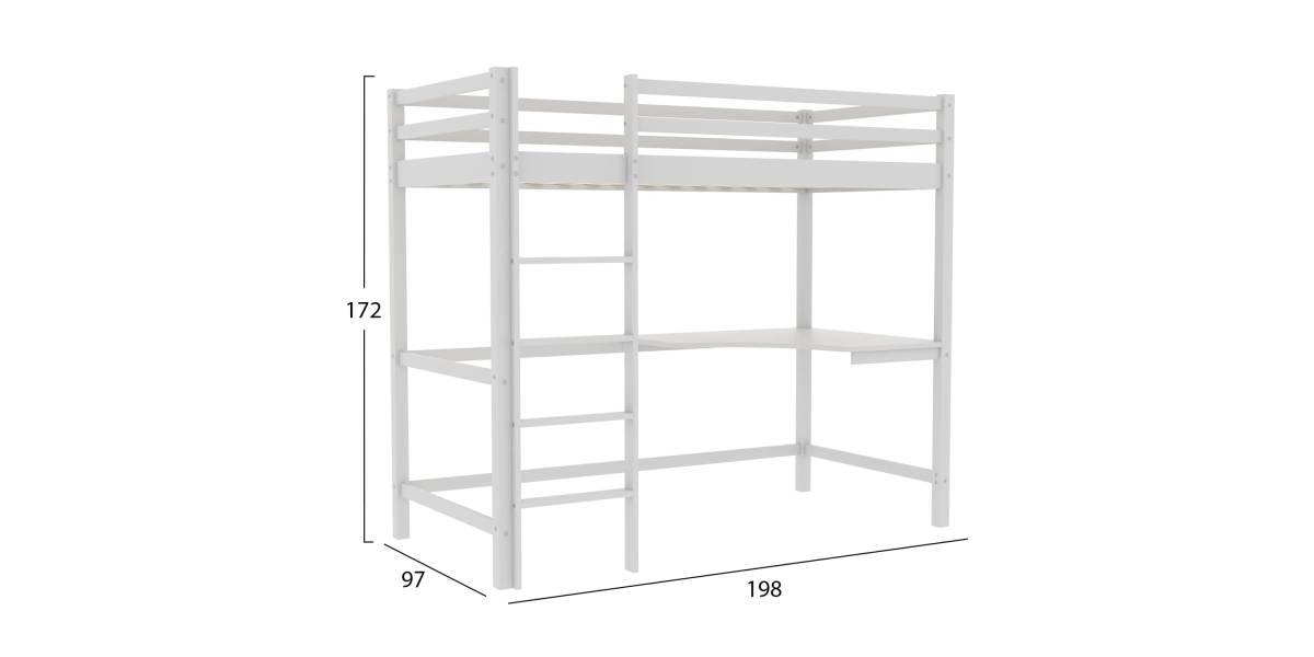 ΠΑΙΔΙΚΟ ΚΡΕΒΑΤΙ ΚΟΥΚΕΤΑ ΜΕ ΓΡΑΦΕΙΟ AKRON HM702.03 ΞΥΛΟ ΠΕΥΚΟΥ ΛΕΥΚΟ-ΣΤΡΩΜΑ 90x190εκ