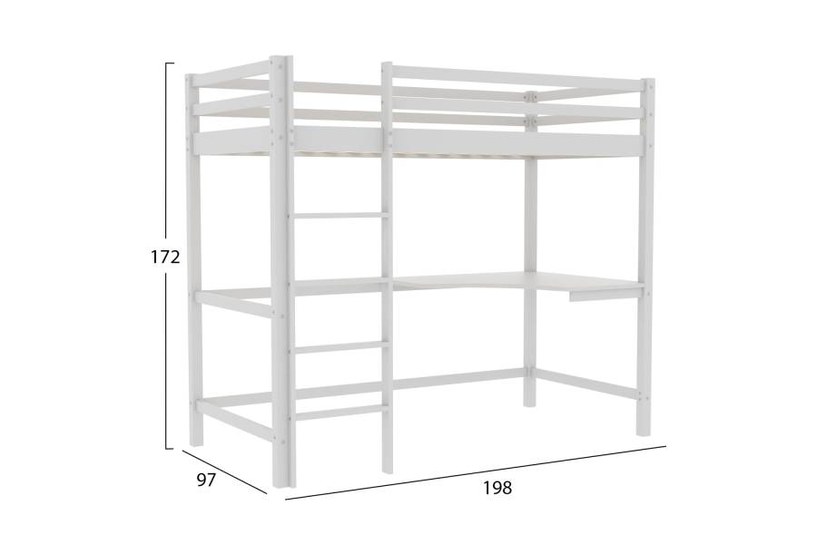 ΠΑΙΔΙΚΟ ΚΡΕΒΑΤΙ ΚΟΥΚΕΤΑ ΜΕ ΓΡΑΦΕΙΟ AKRON HM702.03 ΞΥΛΟ ΠΕΥΚΟΥ ΛΕΥΚΟ-ΣΤΡΩΜΑ 90x190εκ