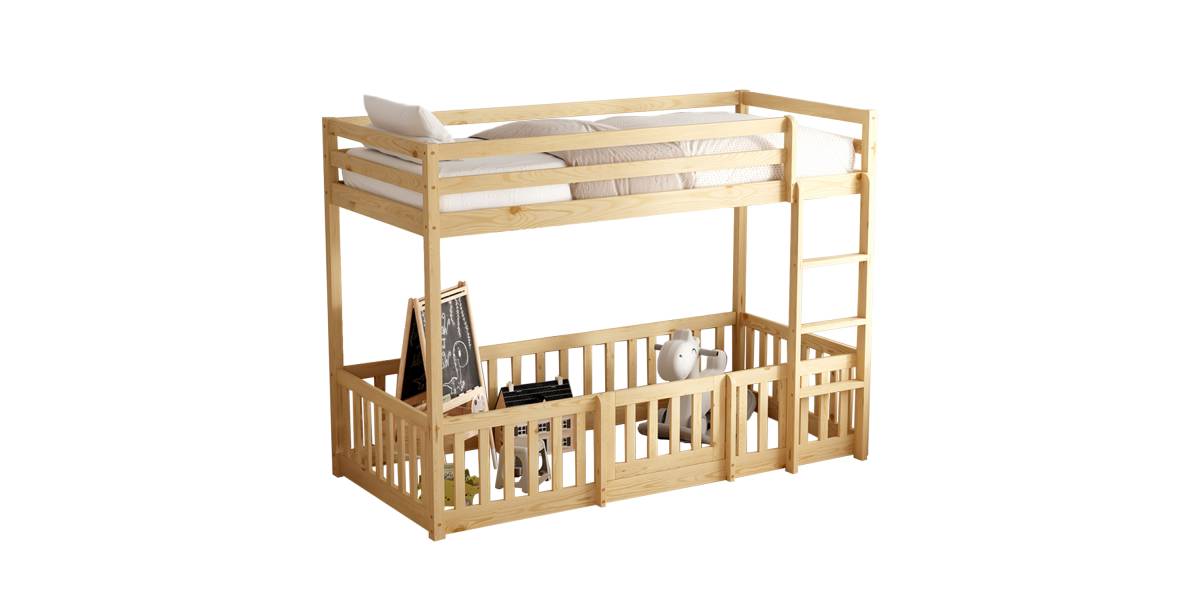 ΠΑΙΔΙΚΗ ΚΟΥΚΕΤΑ ΜΕ ΠΑΡΚΑΚΙ PLAYKID HM703.01 ΞΥΛΟ ΠΕΥΚΟΥ ΦΥΣΙΚΟ ΓΙΑ 190x90εκ