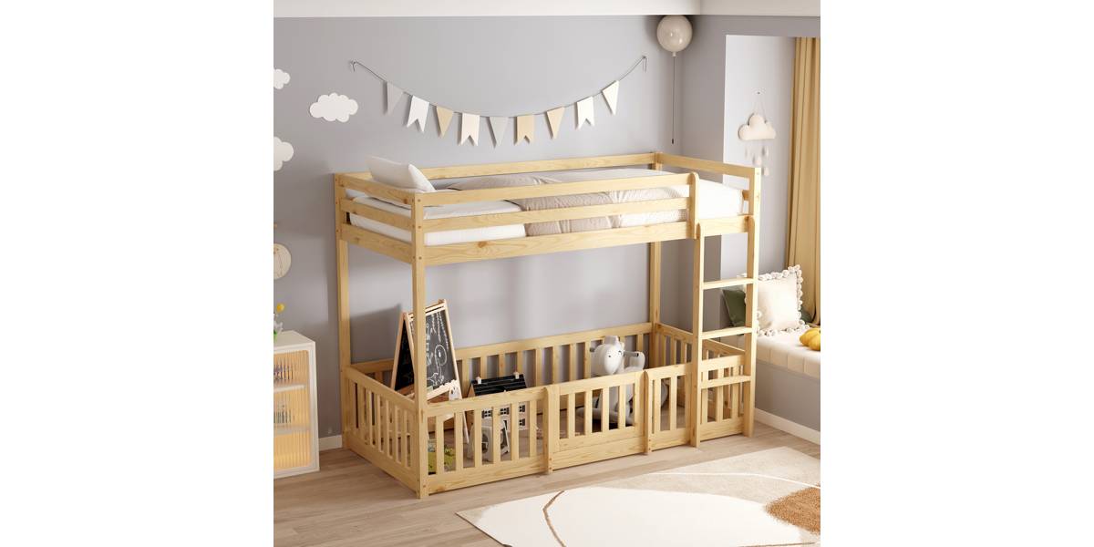 ΠΑΙΔΙΚΗ ΚΟΥΚΕΤΑ ΜΕ ΠΑΡΚΑΚΙ PLAYKID HM703.01 ΞΥΛΟ ΠΕΥΚΟΥ ΦΥΣΙΚΟ ΓΙΑ 190x90εκ