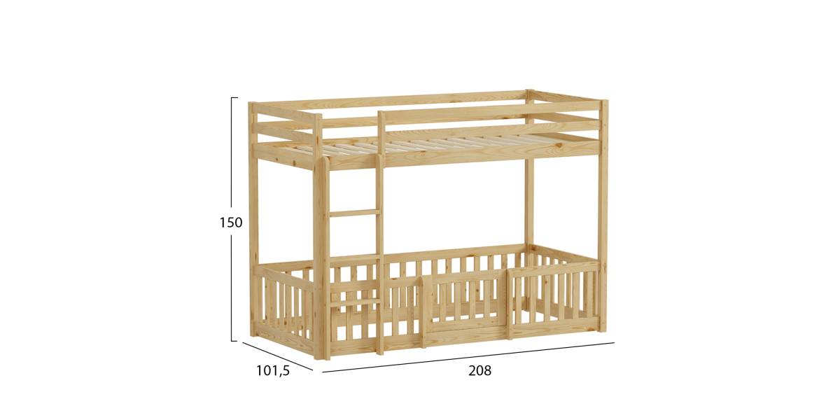 ΠΑΙΔΙΚΗ ΚΟΥΚΕΤΑ ΜΕ ΠΑΡΚΑΚΙ PLAYKID HM703.01 ΞΥΛΟ ΠΕΥΚΟΥ ΦΥΣΙΚΟ ΓΙΑ 190x90εκ