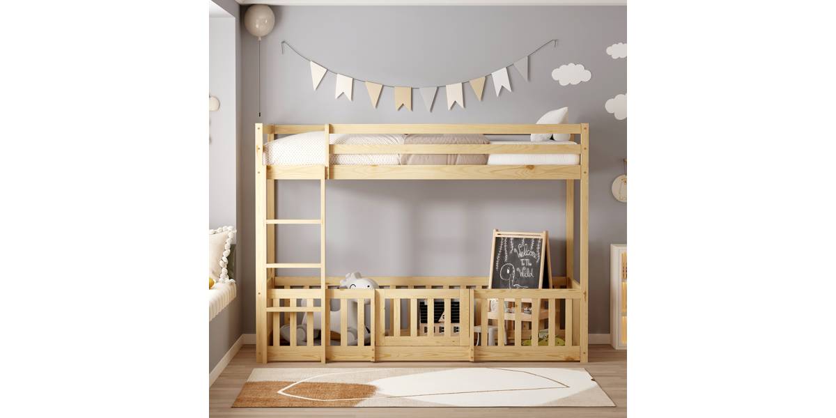 ΠΑΙΔΙΚΗ ΚΟΥΚΕΤΑ ΜΕ ΠΑΡΚΑΚΙ PLAYKID HM703.01 ΞΥΛΟ ΠΕΥΚΟΥ ΦΥΣΙΚΟ ΓΙΑ 190x90εκ