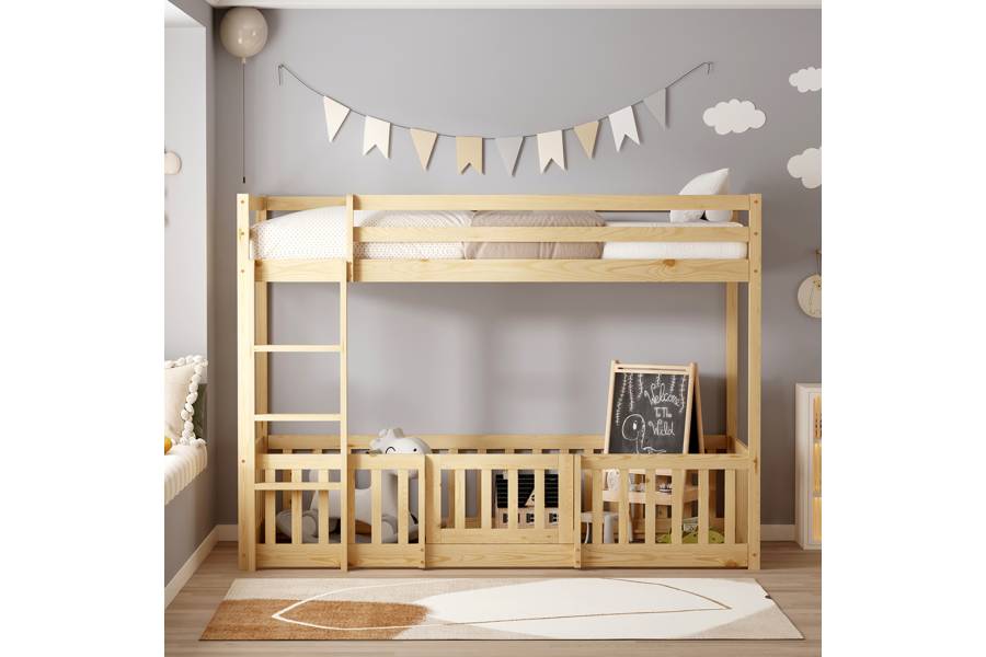 ΠΑΙΔΙΚΗ ΚΟΥΚΕΤΑ ΜΕ ΠΑΡΚΑΚΙ PLAYKID HM703.01 ΞΥΛΟ ΠΕΥΚΟΥ ΦΥΣΙΚΟ ΓΙΑ 190x90εκ