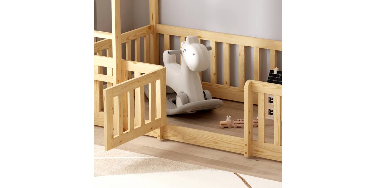 ΠΑΙΔΙΚΗ ΚΟΥΚΕΤΑ ΜΕ ΠΑΡΚΑΚΙ PLAYKID HM703.01 ΞΥΛΟ ΠΕΥΚΟΥ ΦΥΣΙΚΟ ΓΙΑ 190x90εκ