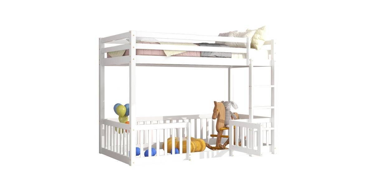 ΠΑΙΔΙΚΗ ΚΟΥΚΕΤΑ ΜΕ ΠΑΡΚΑΚΙ PLAYKID HM703.03 ΞΥΛΟ ΠΕΥΚΟΥ ΛΕΥΚΟ ΓΙΑ 190x90εκ