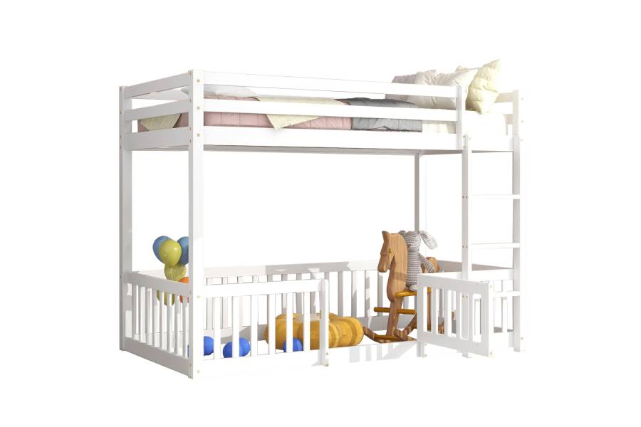 ΠΑΙΔΙΚΗ ΚΟΥΚΕΤΑ ΜΕ ΠΑΡΚΑΚΙ PLAYKID HM703.03 ΞΥΛΟ ΠΕΥΚΟΥ ΛΕΥΚΟ ΓΙΑ 190x90εκ