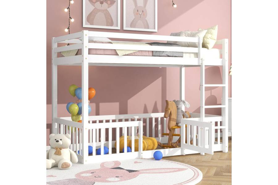 ΠΑΙΔΙΚΗ ΚΟΥΚΕΤΑ ΜΕ ΠΑΡΚΑΚΙ PLAYKID HM703.03 ΞΥΛΟ ΠΕΥΚΟΥ ΛΕΥΚΟ ΓΙΑ 190x90εκ