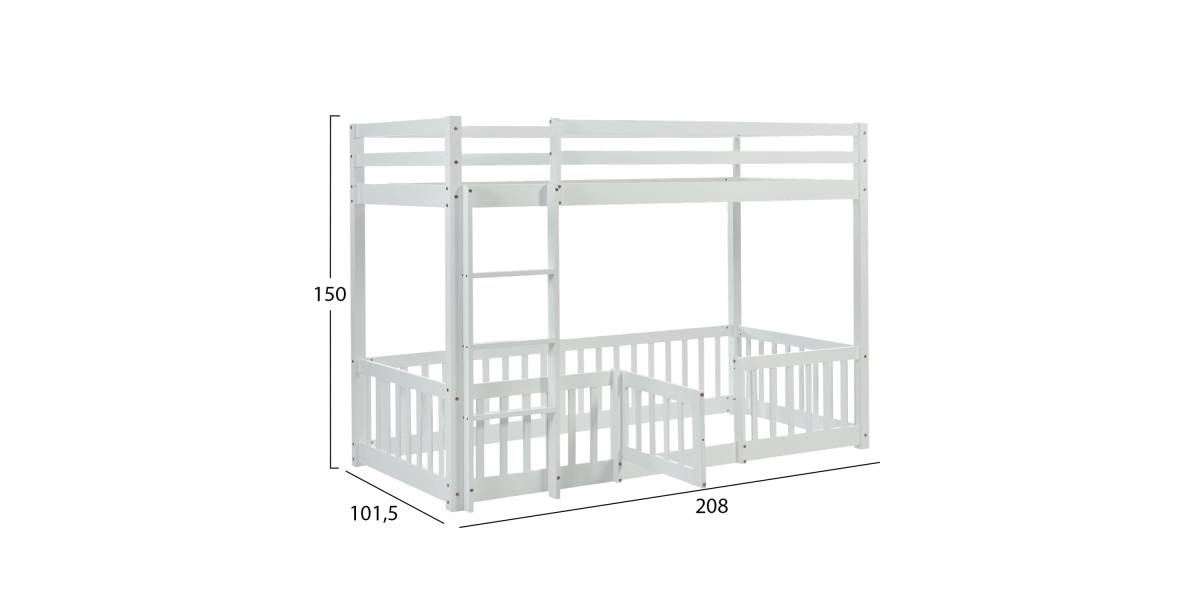 ΠΑΙΔΙΚΗ ΚΟΥΚΕΤΑ ΜΕ ΠΑΡΚΑΚΙ PLAYKID HM703.03 ΞΥΛΟ ΠΕΥΚΟΥ ΛΕΥΚΟ ΓΙΑ 190x90εκ