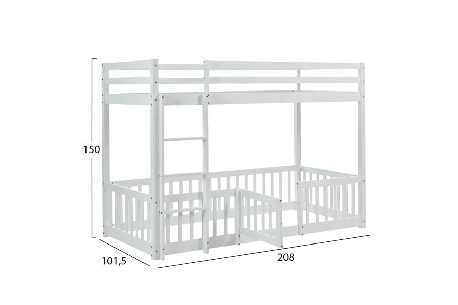 ΠΑΙΔΙΚΗ ΚΟΥΚΕΤΑ ΜΕ ΠΑΡΚΑΚΙ PLAYKID HM703.03 ΞΥΛΟ ΠΕΥΚΟΥ ΛΕΥΚΟ ΓΙΑ 190x90εκ