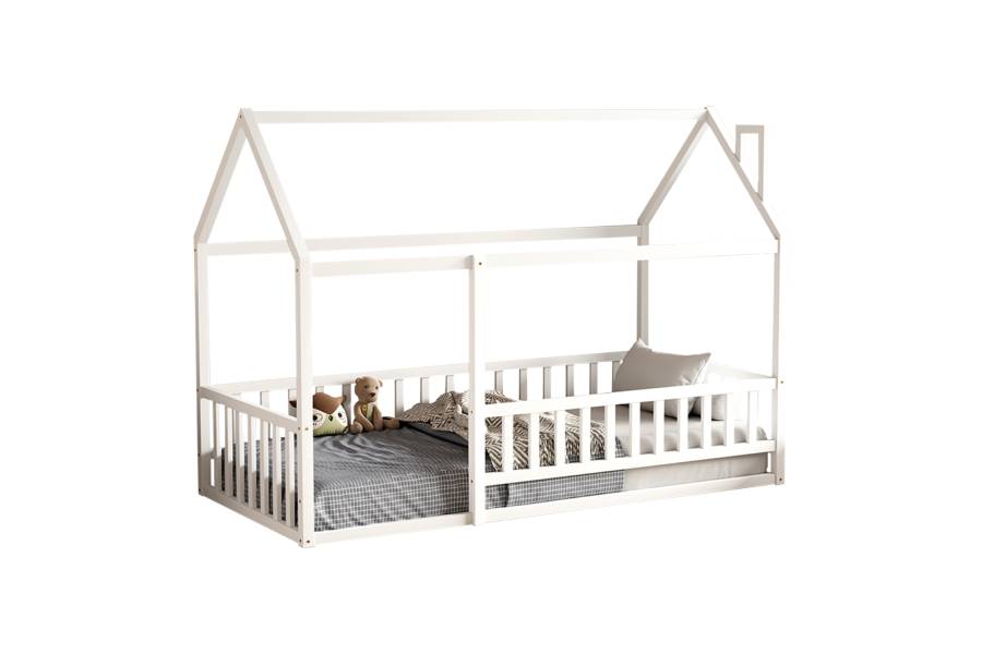 ΚΡΕΒΑΤΙ ΠΑΙΔΙΚΟ ΜΕ ΚΑΓΚΕΛΟ HOUSER HM706.03 τ.MONTESSORI ΞΥΛΟ ΠΕΥΚΟ ΛΕΥΚΟ-190x90εκ