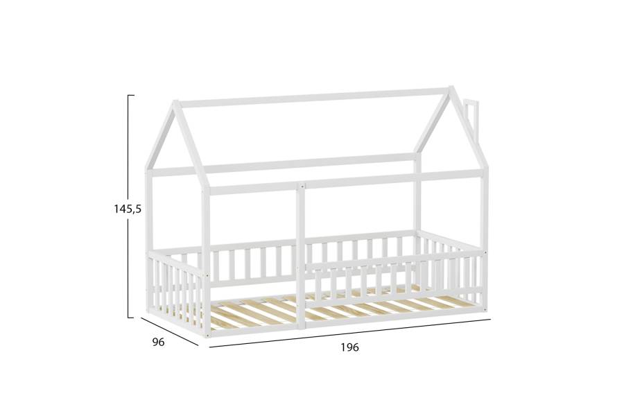 ΚΡΕΒΑΤΙ ΠΑΙΔΙΚΟ ΜΕ ΚΑΓΚΕΛΟ HOUSER HM706.03 τ.MONTESSORI ΞΥΛΟ ΠΕΥΚΟ ΛΕΥΚΟ-190x90εκ