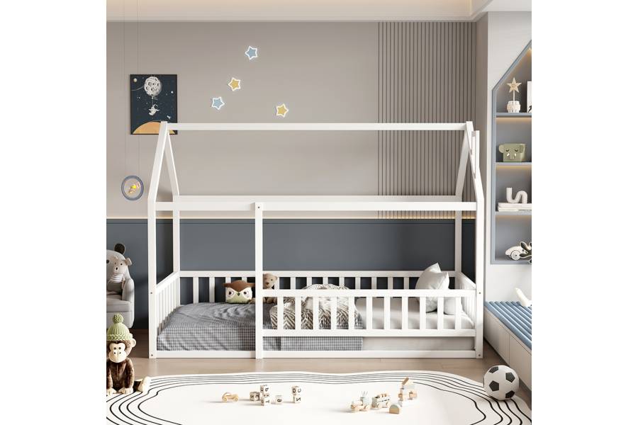 ΚΡΕΒΑΤΙ ΠΑΙΔΙΚΟ ΜΕ ΚΑΓΚΕΛΟ HOUSER HM706.03 τ.MONTESSORI ΞΥΛΟ ΠΕΥΚΟ ΛΕΥΚΟ-190x90εκ