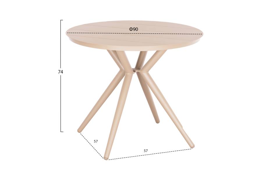 ΤΡΑΠΕΖΙ ΣΤΡΟΓΓΥΛΟ ΑΛΟΥΜΙΝΙΟΥ HIGER HM6289.04 ΚΑΠΟΥΤΣΙΝΟ Φ90x74Yεκ.