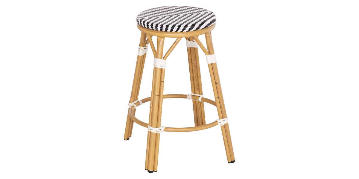 ΣΚΑΜΠΟ ΑΛΟΥΜΙΝΙΟΥ ΜΕΣ.ΥΨΟΥΣ CHINO HM6286.03 BAMBOO LOOK & TEXTILENE ΜΑΥΡΟ 43x43x65Υεκ