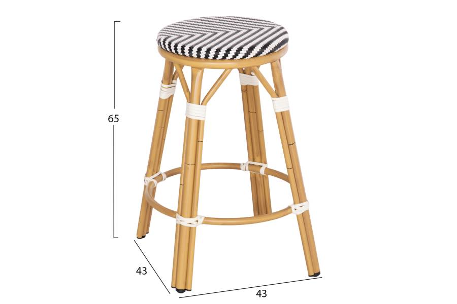 ΣΚΑΜΠΟ ΑΛΟΥΜΙΝΙΟΥ ΜΕΣ.ΥΨΟΥΣ CHINO HM6286.03 BAMBOO LOOK & TEXTILENE ΜΑΥΡΟ 43x43x65Υεκ