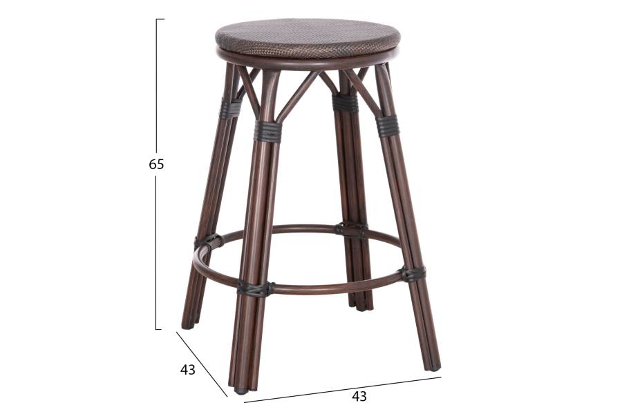 ΣΚΑΜΠΟ ΑΛΟΥΜΙΝΙΟΥ ΜΕΣ.ΥΨΟΥΣ CHINO HM6286.01 BAMBOO LOOK & TEXTILENE ΚΑΦΕ 43x43x65Υεκ