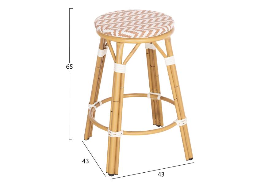 ΣΚΑΜΠΟ ΑΛΟΥΜΙΝΙΟΥ ΜΕΣ.ΥΨΟΥΣ CHINO HM6286.04 BAMBOO LOOK ΦΥΣΙΚΟ & TEXTILENE 43x43x65Υεκ