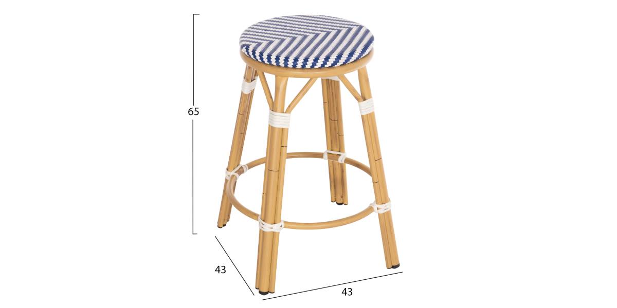 ΣΚΑΜΠΟ ΑΛΟΥΜΙΝΙΟΥ ΜΕΣ.ΥΨΟΥΣ CHINO HM6286.05 BAMBOO LOOK & TEXTILENE ΜΠΛΕ 43x43x65Υεκ